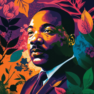 Dr. Martin Luther King Jr. in a vibrant and bold color